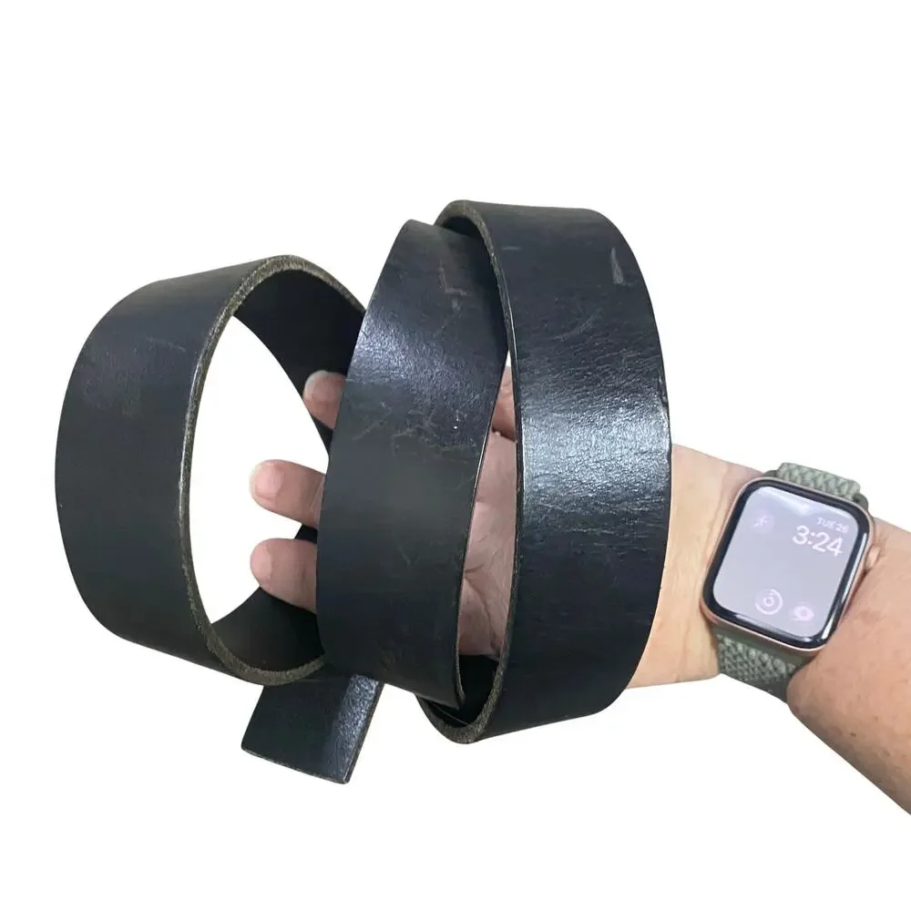 Express Men’s Black Genuine Leather Belt Size 40 Silver Buckle Made in England